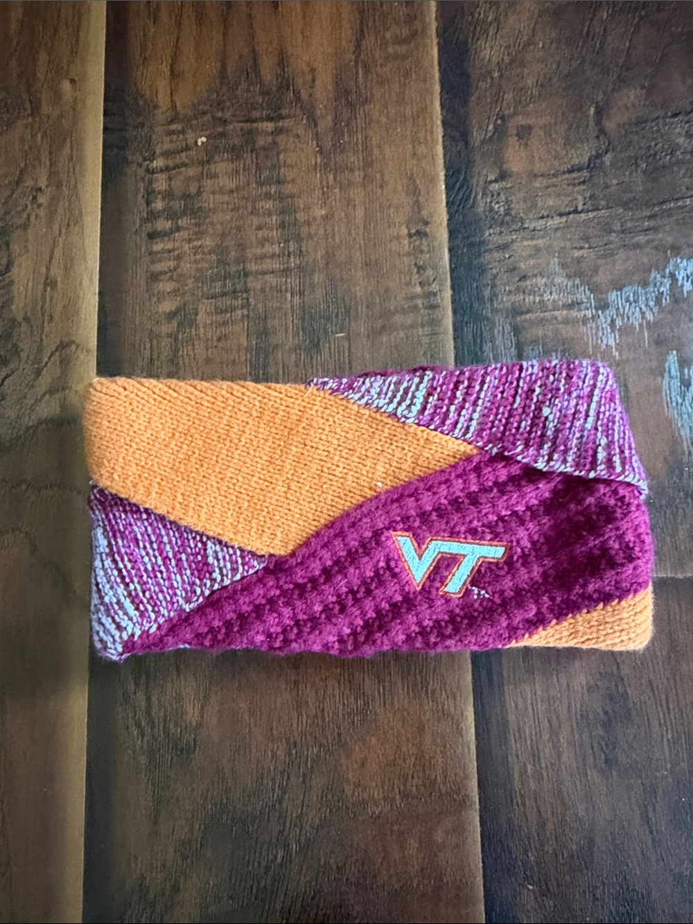 Virginia Tech Knit Headband in Maroon and Orange